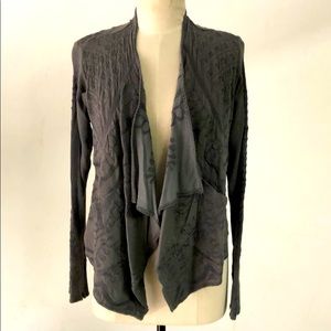 Biya by Johnny Was Gray Embroidered Cardigan